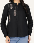 Black Lantern Hand Embroidered Top