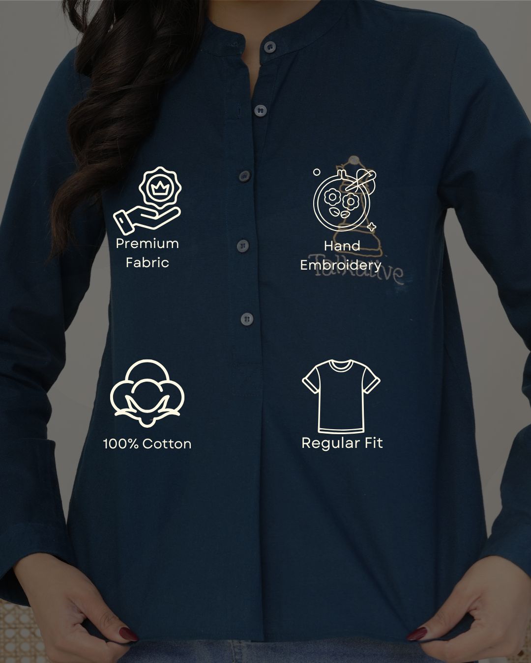 Royal Blue Talkative Hand Embroidered Top