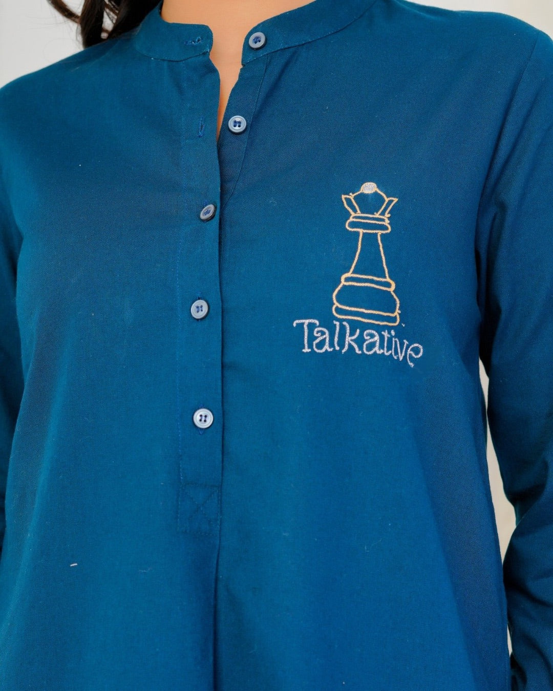 Royal Blue Talkative Hand Embroidered Top