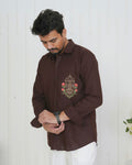 Brown Jharokha Hand Embroidered Shirt