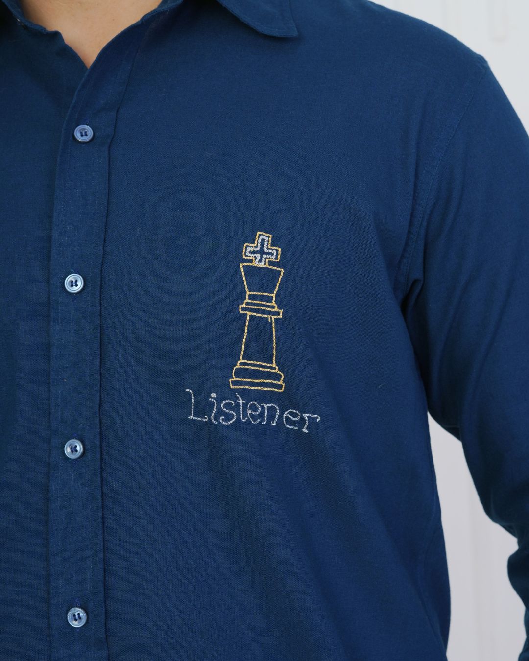 Royal Blue Listener Hand Embroidered Shirt