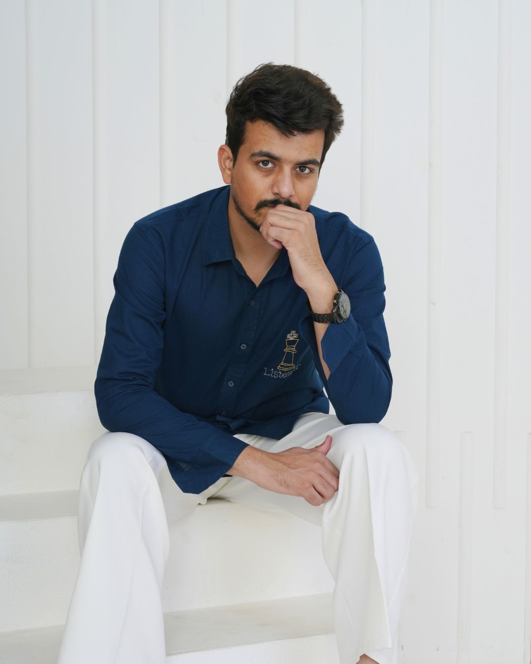 Royal Blue Listener Hand Embroidered Shirt