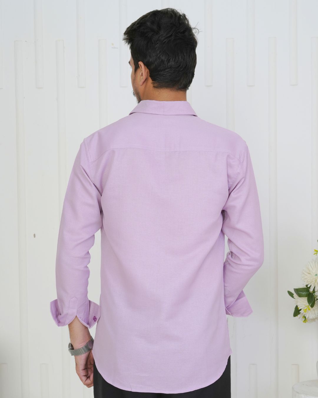 Lavender Sunflower Hand Embroidered Shirt