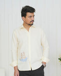 Off White Boat Hand Embroidered Shirt