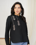 Black Lantern Hand Embroidered Top