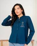 Royal Blue Talkative Hand Embroidered Top