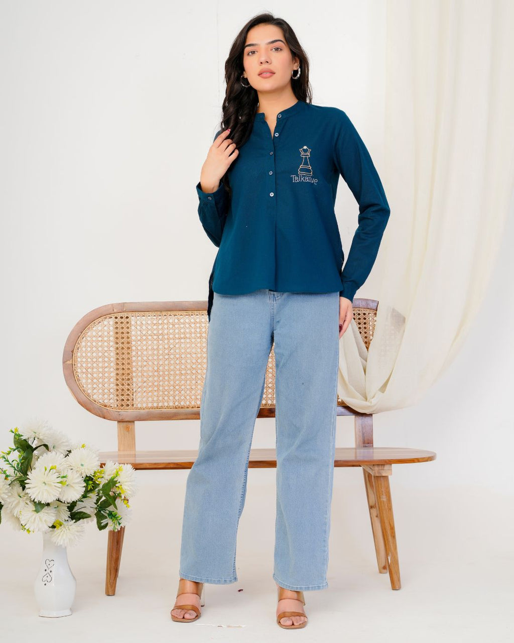 Royal Blue Talkative Hand Embroidered Top