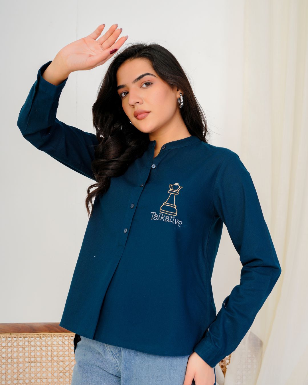 Royal Blue Talkative Hand Embroidered Top