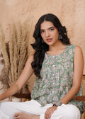Sage Green Floral Summer Sleeveless Top