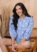 Ocean Flora Puff Sleeve Summer Top
