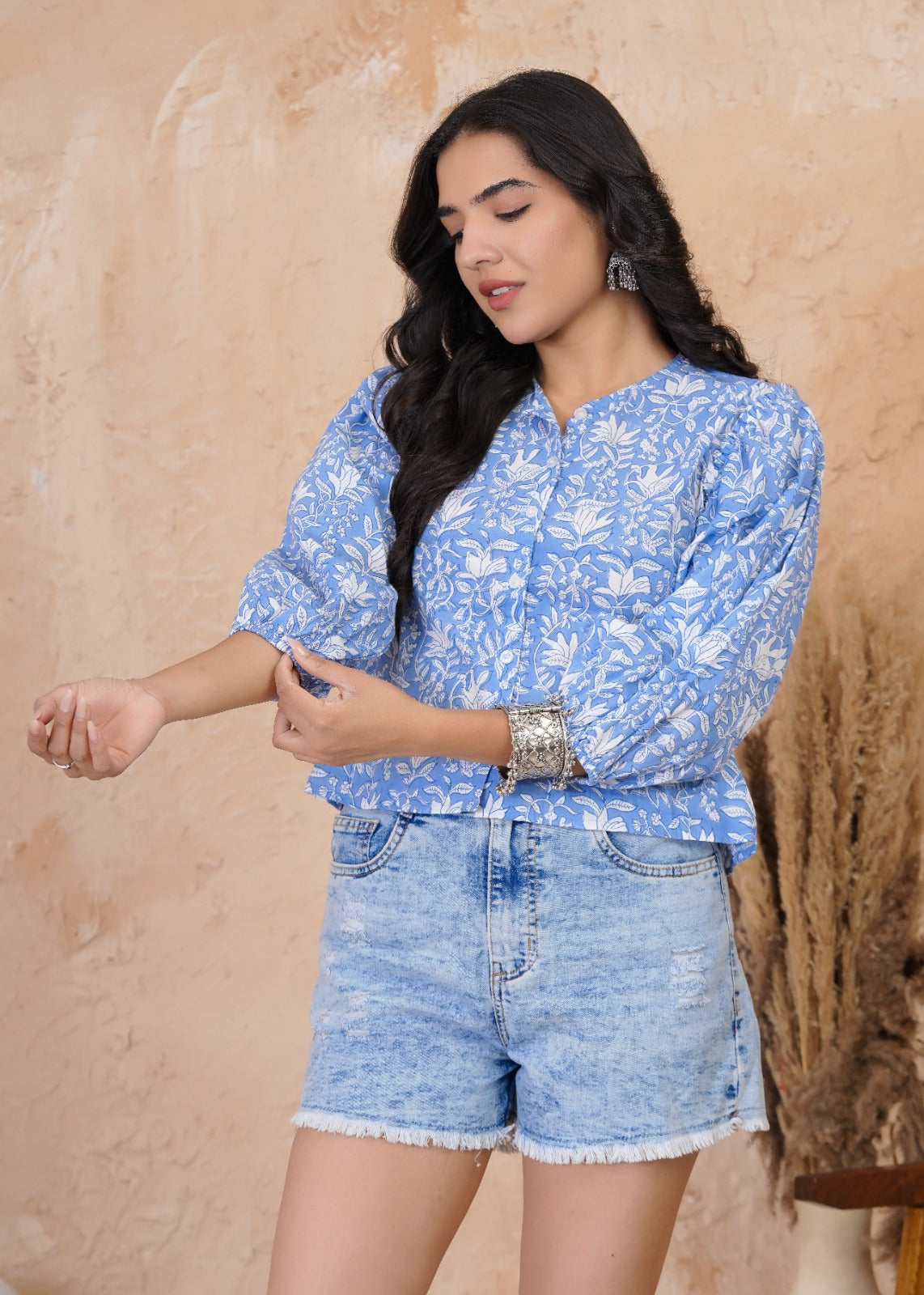 Ocean Flora Puff Sleeve Summer Top