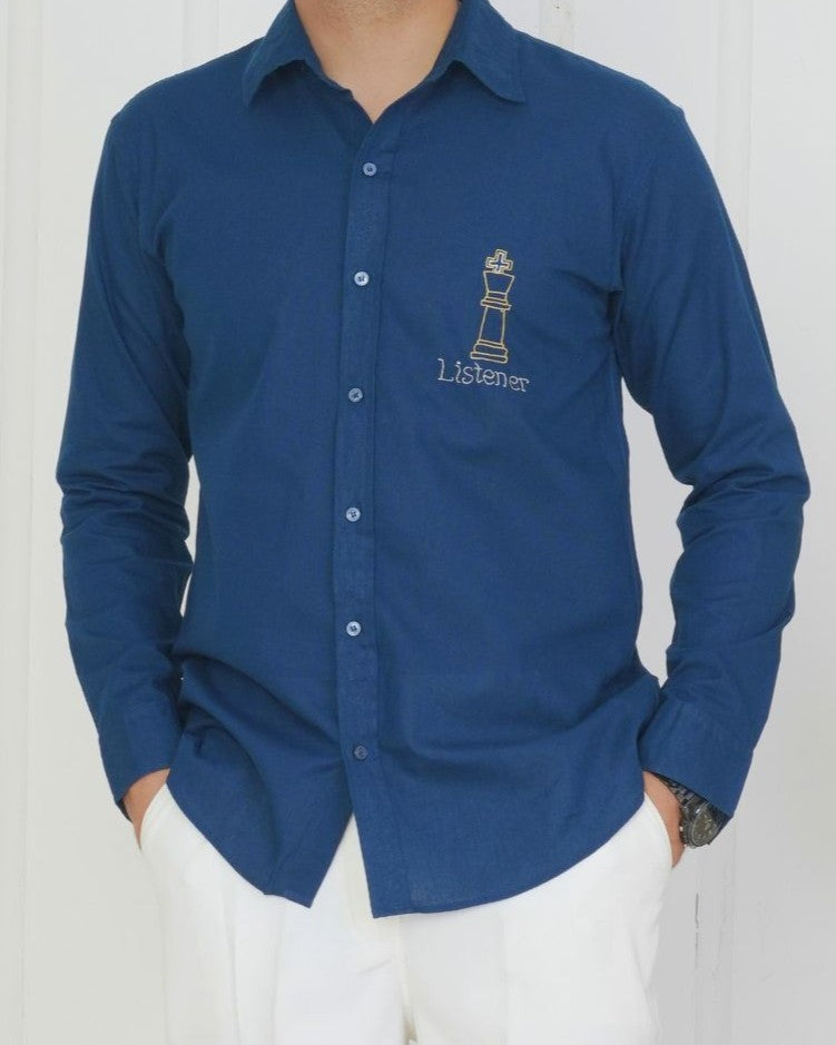 Royal Blue Listener Hand Embroidered Shirt