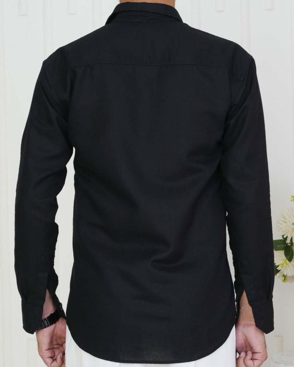 Black Card Faces Hand Embroidered Shirt