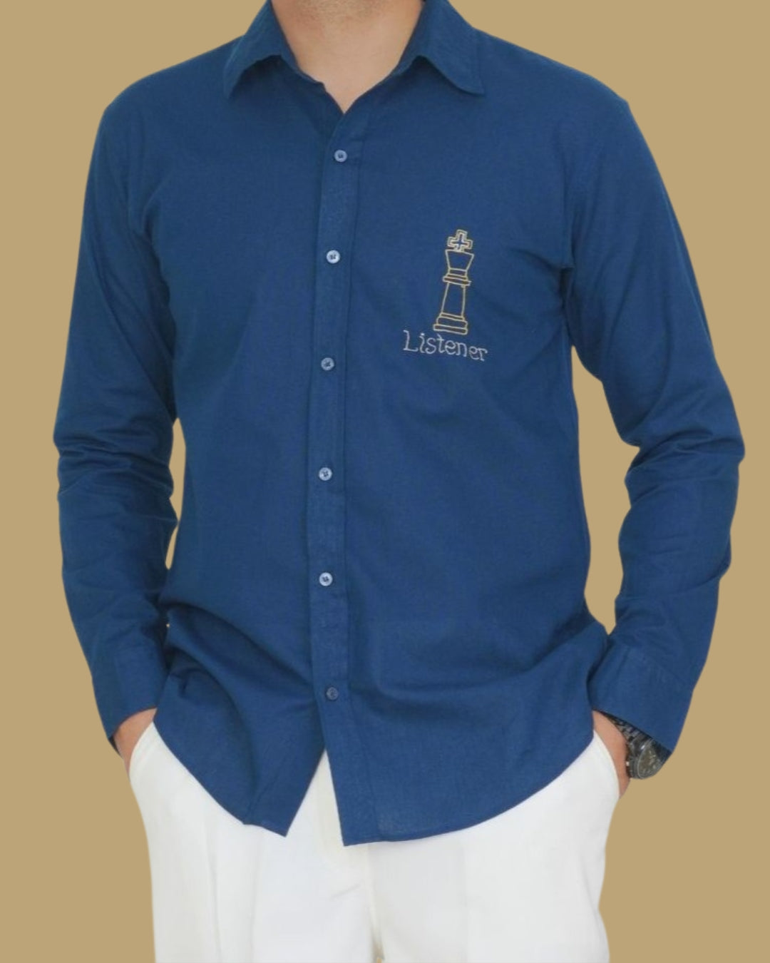 Royal Blue Listener Hand Embroidered Shirt